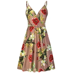 STYLEWORD Women's V Neck Floral Spaghetti Strap Summer Casual Swing Dress with Pocket, Cor: Floral02, Tamanho: G