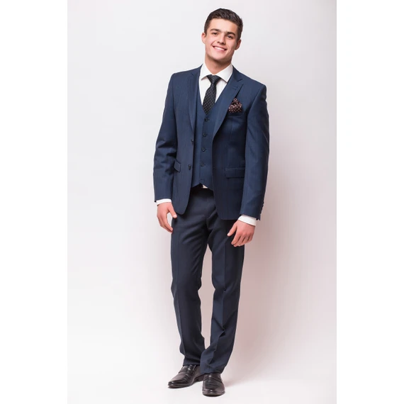 Terno Masculino Fresco Clothing Moderno Social Azul Marinho Regular Fit Forrado e Bolso com Aba em Algodão-Poliéster