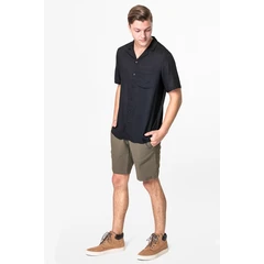 Shorts Masculino Fresco Clothing Casual Bolso Faca Corte Reto em Algodão e Passante para Cinto, Cor: Verde Musgo
