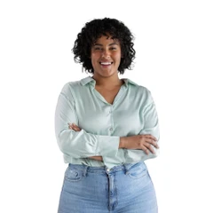Camisa Feminina AYA Camisas Chique Urbano Corte Ajustado Azul Celeste Manga Longa e Gola Lapela em Seda