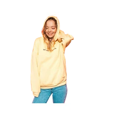 Casaco Feminino Areal Moletom Amarelo Canário em Algodão Oversized Com Bolso Canguru Frontal